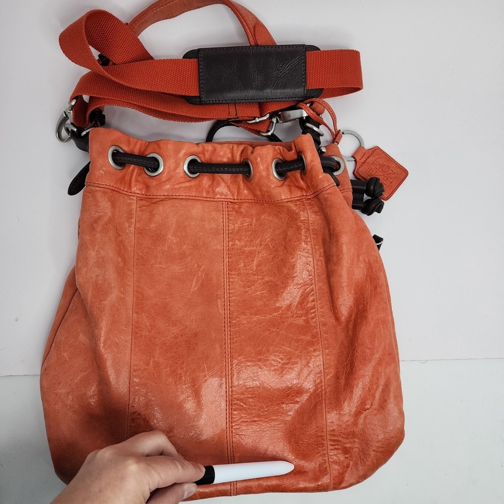 Ellington Bucket Purse Shoulder Bag Italian Leather Orange - Picture 10 of 16